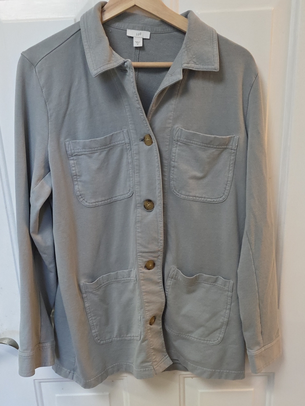 J. Jill Soft Light Gray Utility Jacket with Patch Pockets